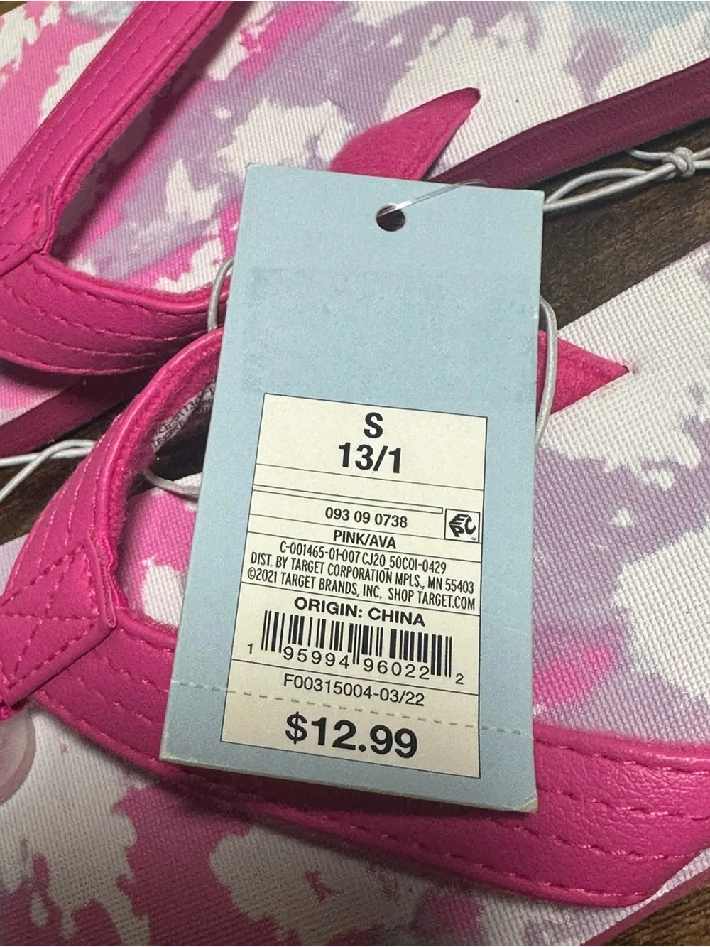 NEW Cat & Jack Girls' Ava Slip-On Thong Sandals Size Small 13/1